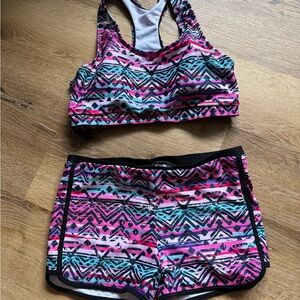 NEW sporty bikini set - Pink and Blue Geometric Pattern